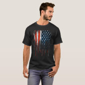 赤白動揺してとBlを滴下する色あせた米国国旗 Tシャツ (正面フル)