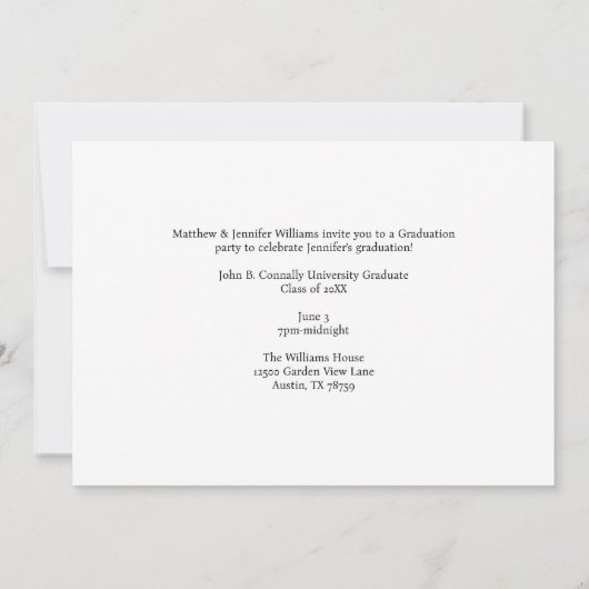 赤白卒業カスタム写真撮影アーチ 案内状 (裏面)