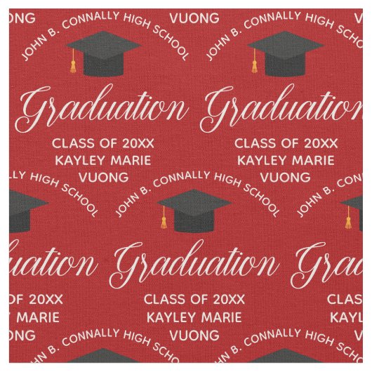 赤白卒業2025年パーソナライズされた卒業 ファブリック (クローズアップ)