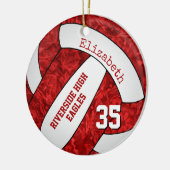 赤白女子バレーボールチームのカラー セラミックオーナメント (左)