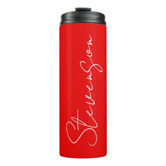 赤白手書きミニマリストあなたの名前 タンブラー (正面)