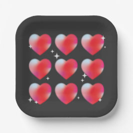 赤白熱［赤熱］光を放つハートバレンタインデー ペーパープレート