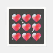 赤白熱［赤熱］光を放つハートバレンタイン素敵なハート スタンダードカクテルナプキン (正面)