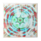 赤白熱［赤熱］光を放つ抽象芸術上のターコイズホイール タイル (正面)