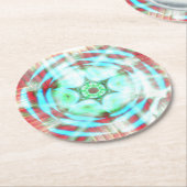 赤白熱［赤熱］光を放つ抽象芸術上のターコイズホイール ラウンドペーパーコースター (アングル)
