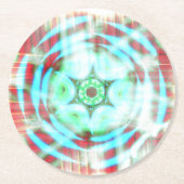 赤白熱［赤熱］光を放つ抽象芸術上のターコイズホイール ラウンドペーパーコースター (正面)