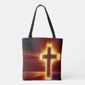 赤白熱［赤熱］光を放つ背景トートバッグに十字 トートバッグ (裏面)