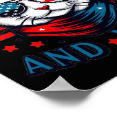 赤白猫・ニャーキャットアメリカ国旗7月M4日 ポスター (角)