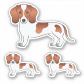 赤白短毛ダックスフンドのキャラクターイラスト シール (正面)