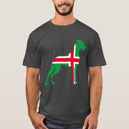 赤白緑のグレートデーンTシャツ Tシャツ (正面)