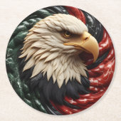 赤白緑の中を雄大に舞う鷹 ラウンドペーパーコースター (正面)