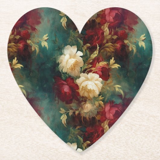 赤白緑の花 ペーパーコースター (正面)