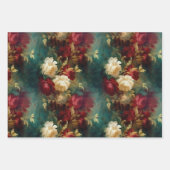 赤白緑の金ゴールドフローラ ラッピングペーパーシート (正面2)