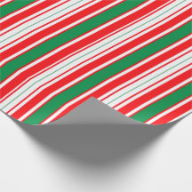 赤白緑ストライプのクリスマス包装紙
