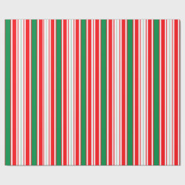 赤白緑ストライプのクリスマス包装紙 ラッピングペーパー