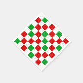 赤白緑チェック柄デザイン スタンダードカクテルナプキン (角)