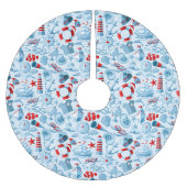 赤白航海のと青のパターン ブラッシュドポリエステルツリースカート (正面)