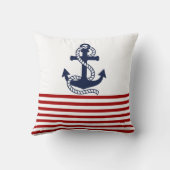 赤白航海の色のストライプいかり クッション (裏面)