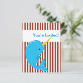 赤白色の北極鳴動ストライプ インビテーションポストカード (スタンド正面)