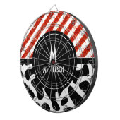 赤白色ストライプ黒模様モノグラム ダーツボード (正面右)