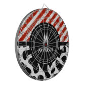 赤白色ストライプ黒模様モノグラム ダーツボード (正面左)