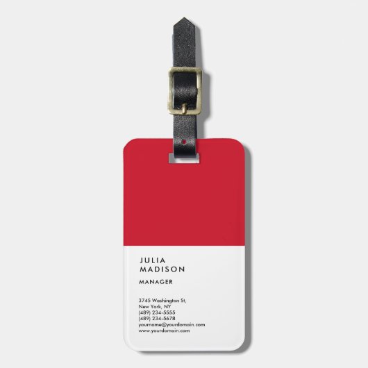 赤白色トレンディーマネージャのコンサルタント ラゲッジタグ (正面縦)