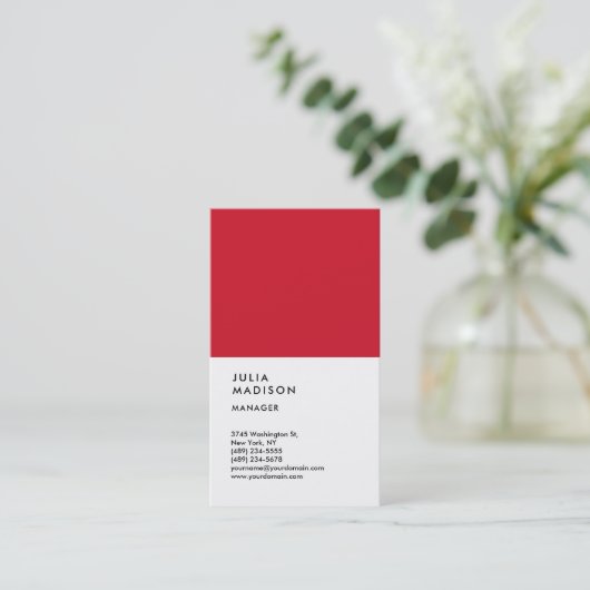 赤白色トレンディーマネージャのコンサルタント 名刺 (スタンド正面)