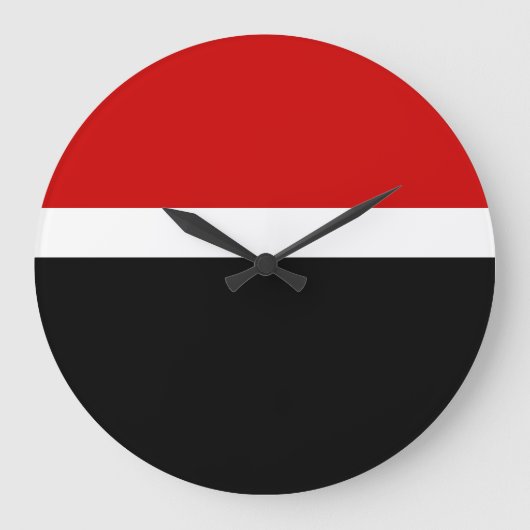 赤白色ブラックカラーブロックスタイルデザイン ラージ壁時計 (正面)