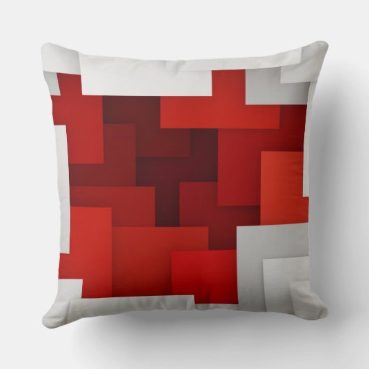 赤白色ブロック幾何化粧枕 クッション (裏面)