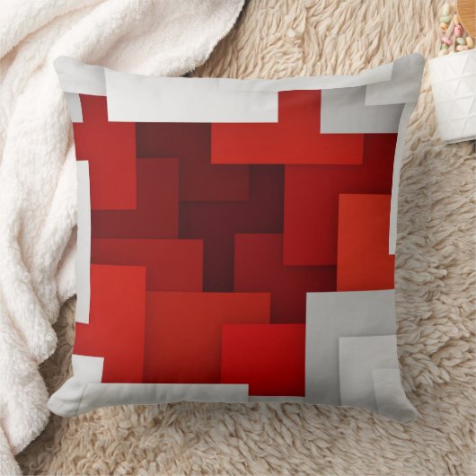 赤白色ブロック幾何化粧枕 クッション (ブランケット)