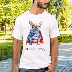 赤白色愛国的フランスのブルドッグ7月4日 Tシャツ