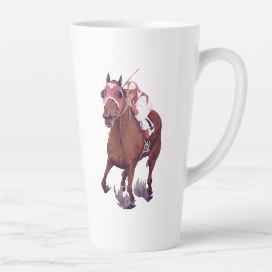 赤白茶のチャンピオン競走馬の祈り カフェラテマグ (右)