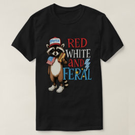 赤白野生 – 面白い7月4日のアライグマ Tシャツ