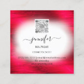 赤白金ゴールドフローラフレームQRCodeロゴ スクエア名刺 (裏面)