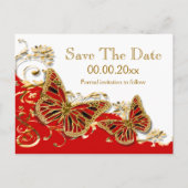 赤白金ゴールド結婚蝶 案内ポストカード (裏面)