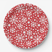 赤白雪片パターンパーティー紙プレート ペーパープレート (正面)