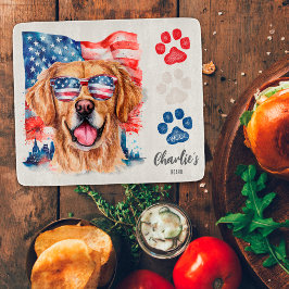 赤白青おもしろいゴールデンレトリバードッグトリート カッティングボード