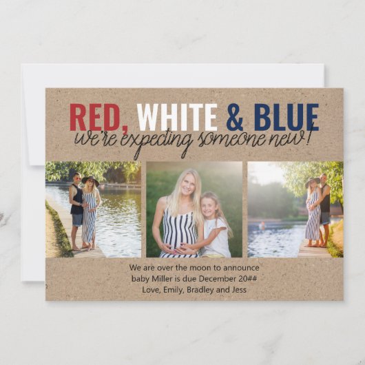 赤白青が新しい3枚の写真を期待 案内状 (正面)