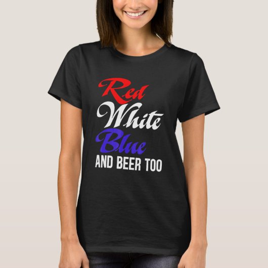 赤白青とビールも女性をメンズ Tシャツ (正面)