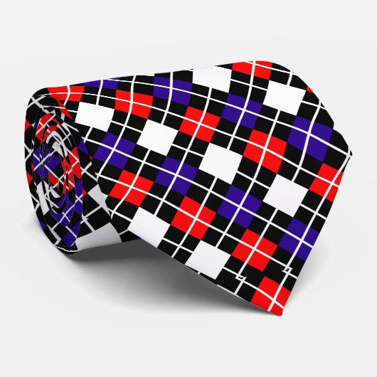 赤白青とブラックアーガイルタイ ネクタイ (ロール)