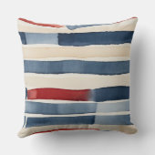 赤白青とベージュの抽象芸術 ストライプ クッション (裏面)