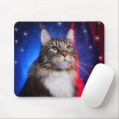 赤白青のオーラと星のメインクーン猫 マウスパッド (マウス)