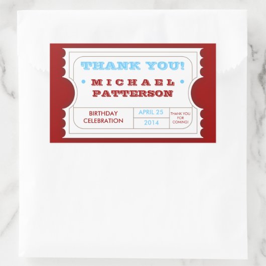 赤白青のカーニバルはチケットのステッカー感謝していしています 長方形シール (バッグ)