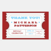 赤白青のカーニバルはチケットのステッカー感謝していしています 長方形シール (正面)