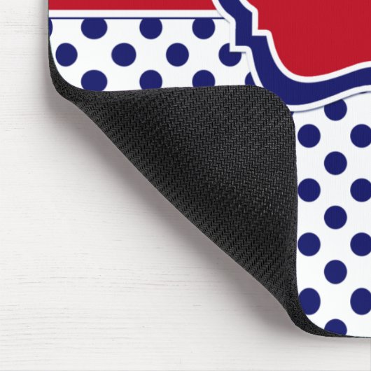 赤白青のストライプのな水玉模様のマウスパッド マウスパッド (コーナー)