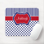 赤白青のストライプのな水玉模様のマウスパッド マウスパッド (マウス)