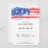 赤白青のスプラッター アメリカ国旗 招待状 (正面)