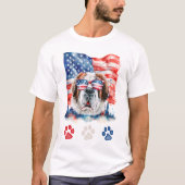 赤白青のセントバーナード犬の7月4日 Tシャツ (正面)