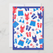 赤白青のバックヤードプールパーティー招待状 招待状 (裏面)