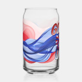 赤白青のフットボールチームカラー ガラス缶 (正面)